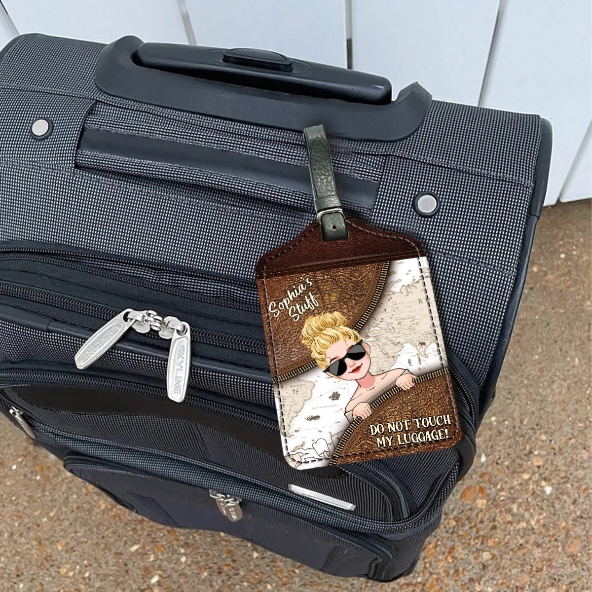 Trouvez la joie du voyage - Étiquette à bagages de voyage personnalisée en cuir