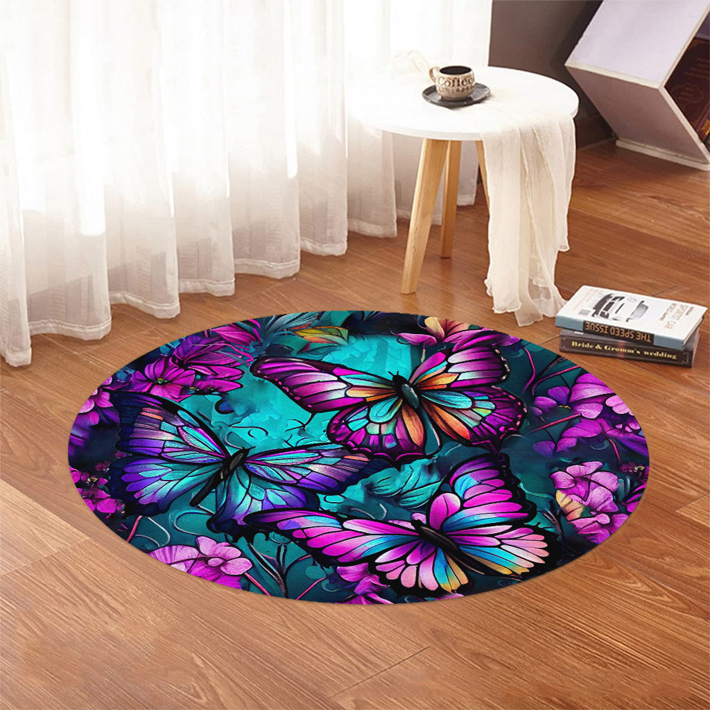 Magnifiques papillons - Tapis rond papillon