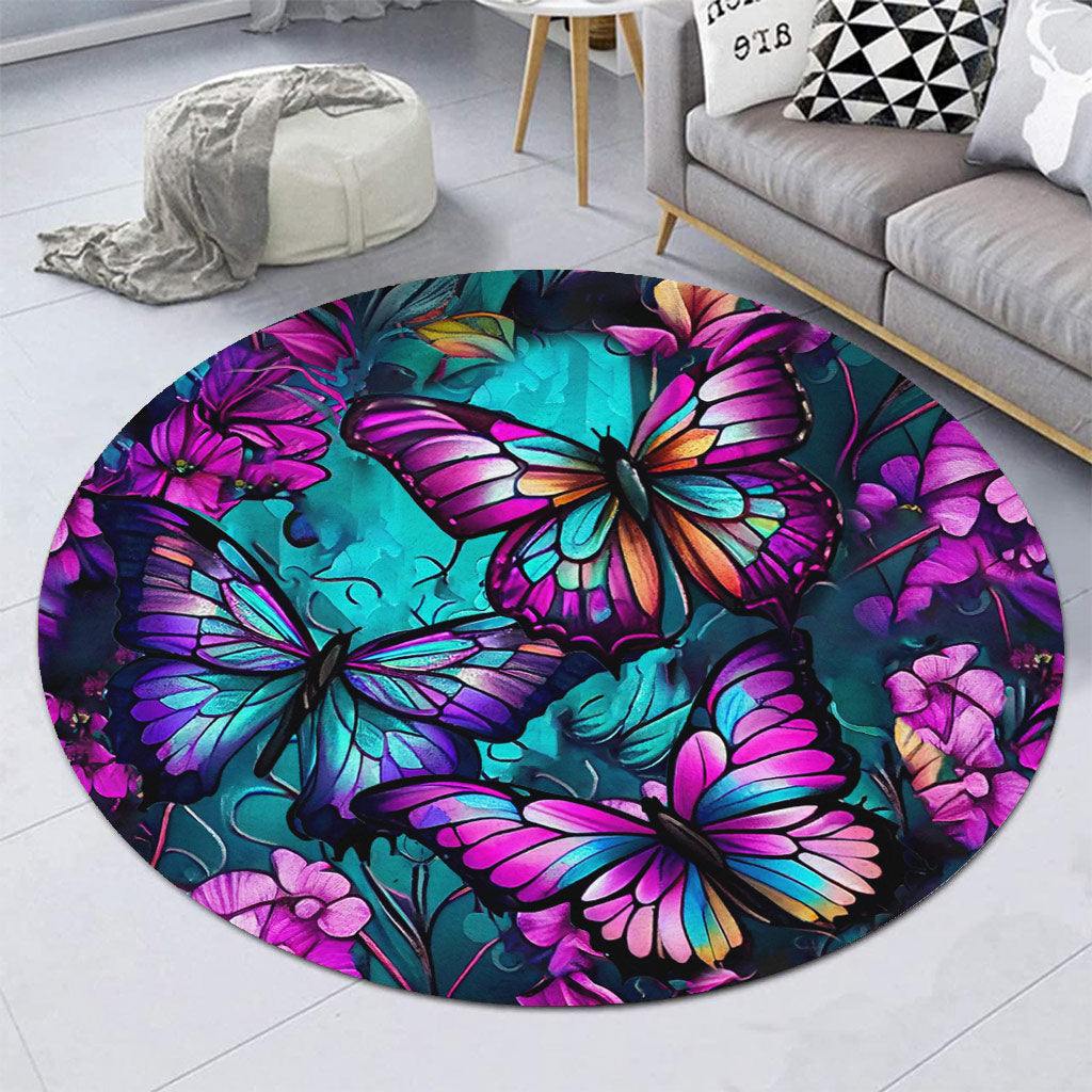 Magnifiques papillons - Tapis rond papillon