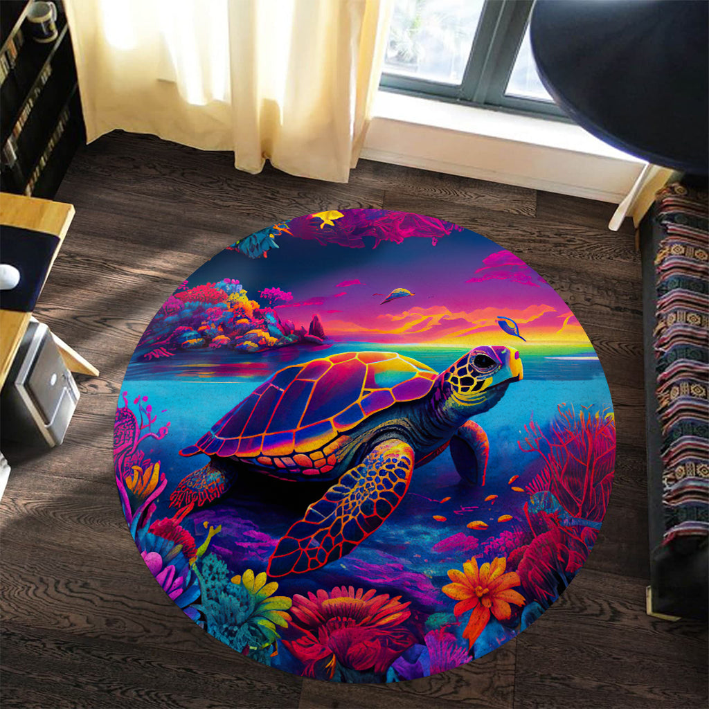 Tapis rond Salty Lil' Beach Turtle