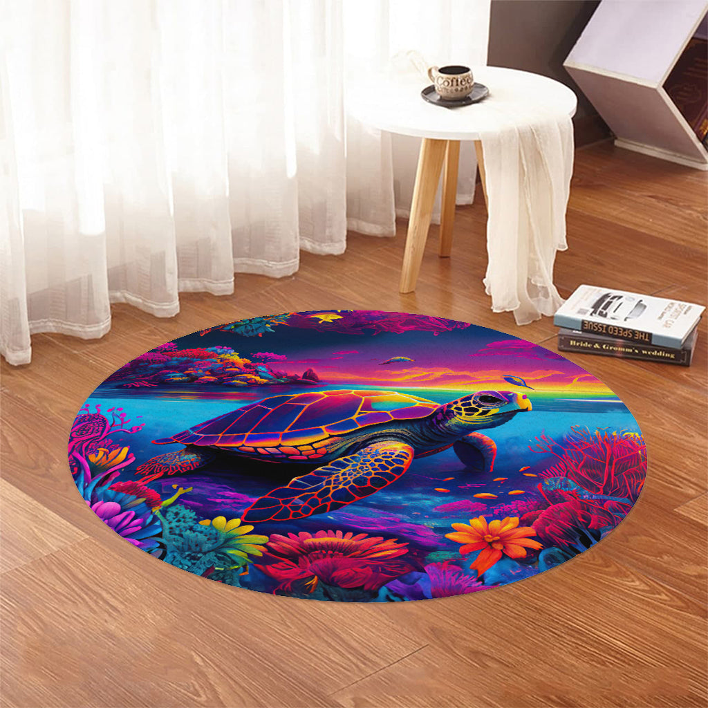 Tapis rond Salty Lil' Beach Turtle
