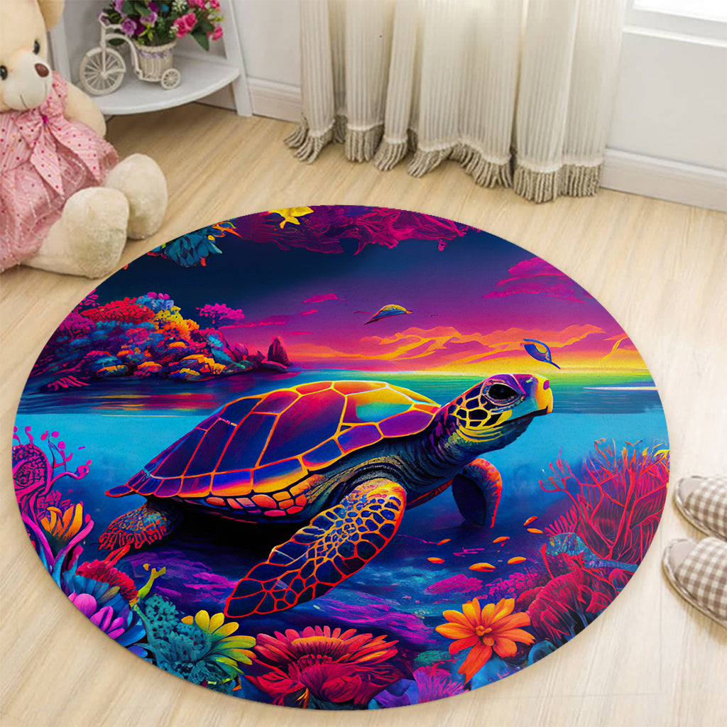 Tapis rond Salty Lil' Beach Turtle