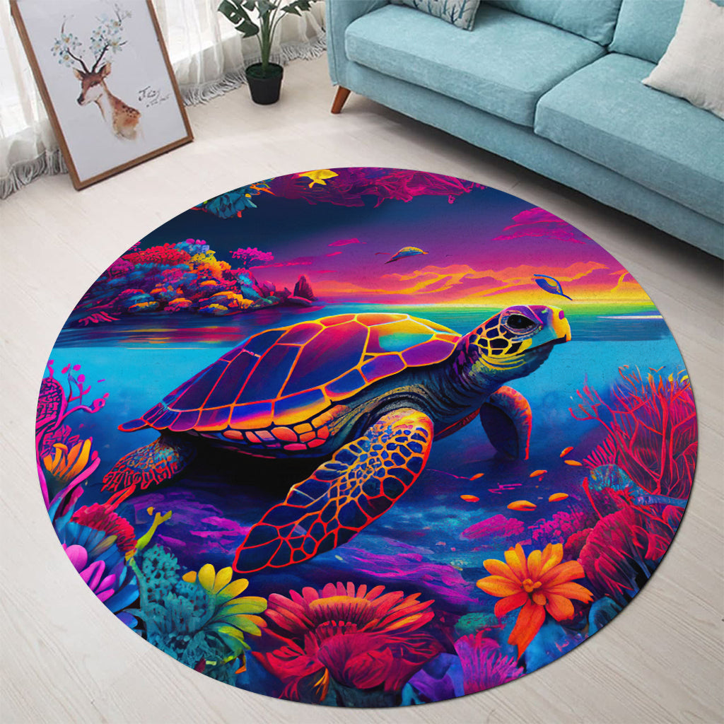Tapis rond Salty Lil' Beach Turtle