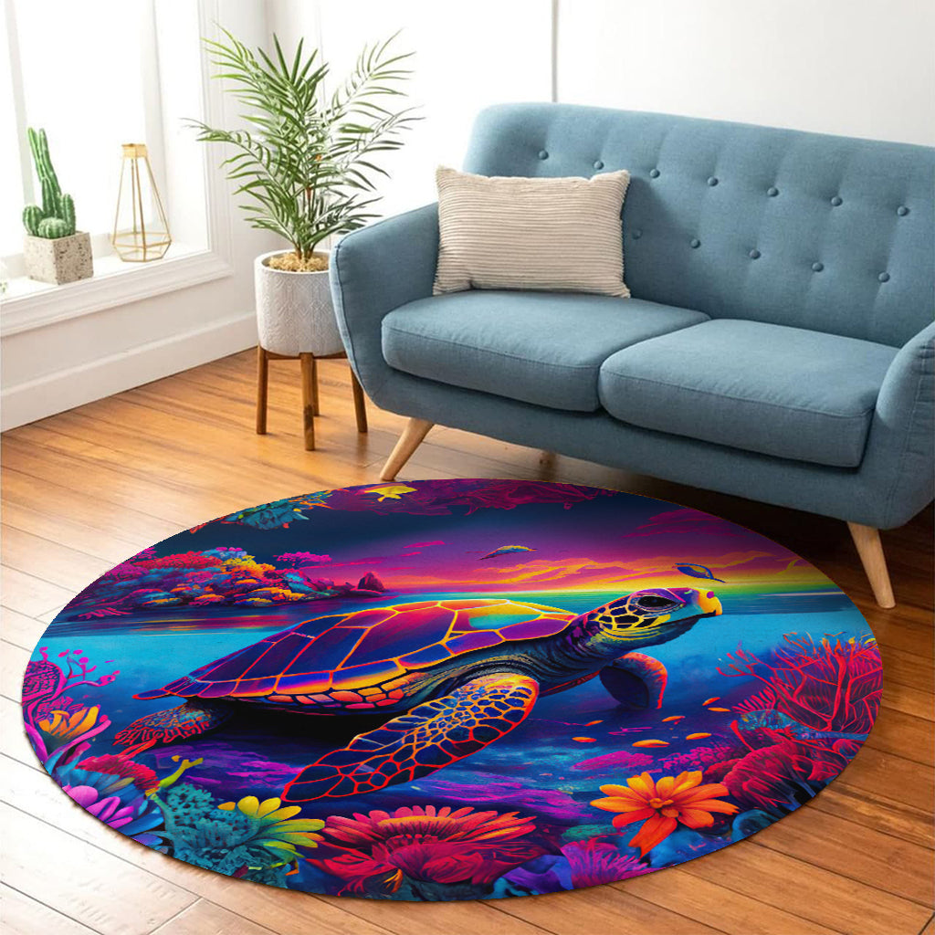 Tapis rond Salty Lil' Beach Turtle