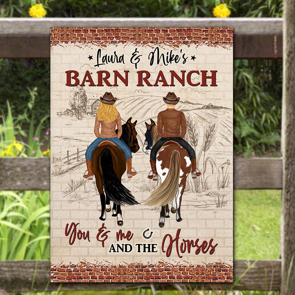 You And Me And The Horse - Personalized Horse Rectangle Metal Sign
