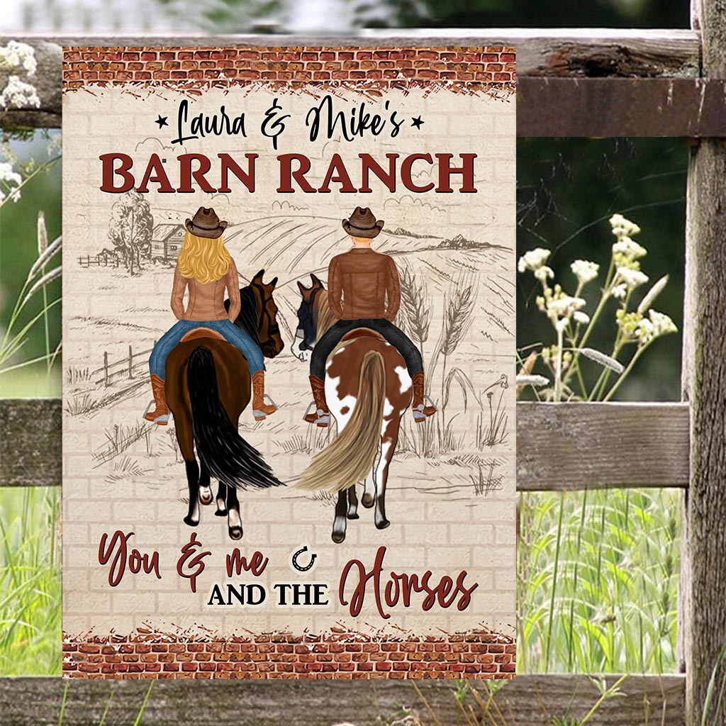 You And Me And The Horse - Personalized Horse Rectangle Metal Sign