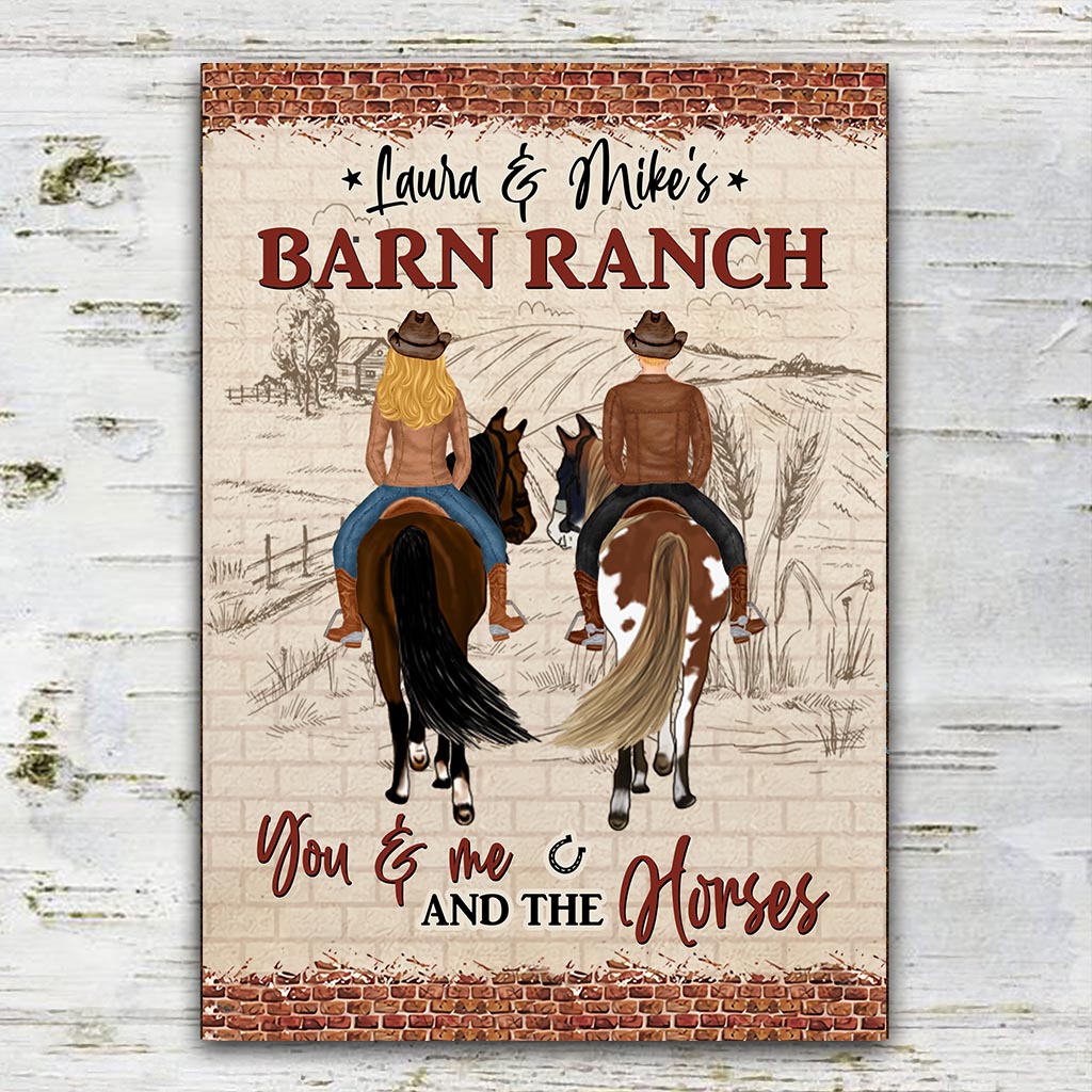 You And Me And The Horse - Personalized Horse Rectangle Metal Sign