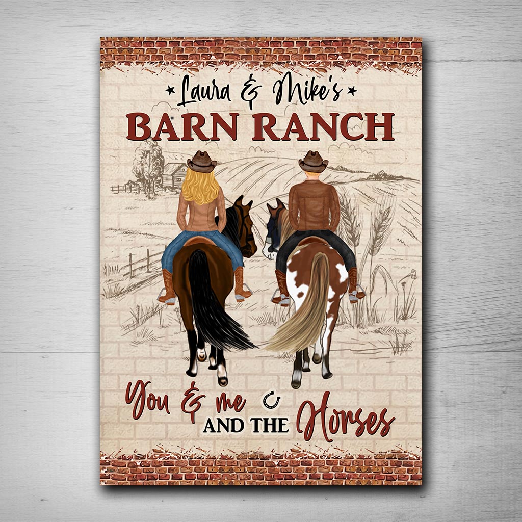 You And Me And The Horse - Personalized Horse Rectangle Metal Sign