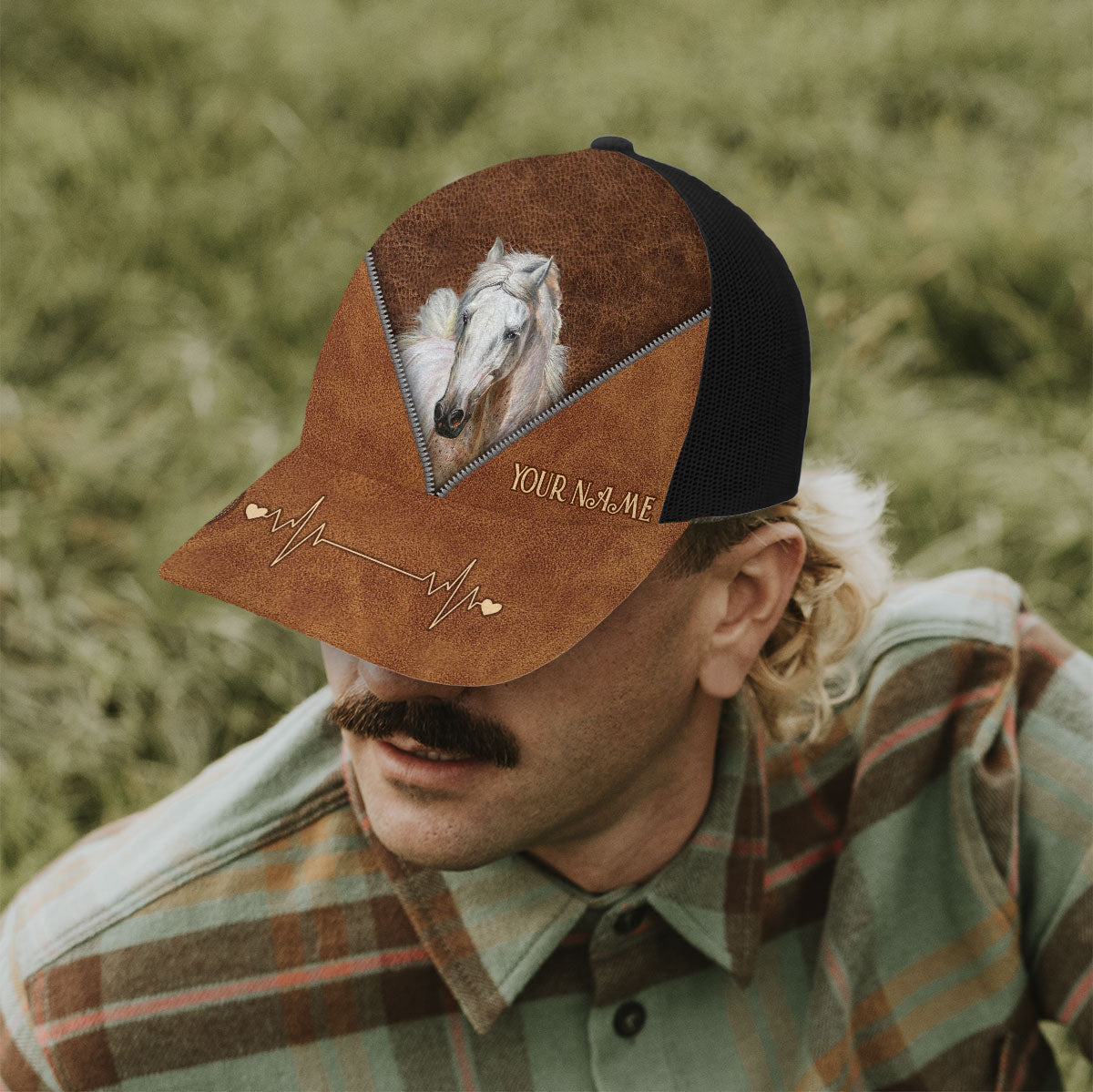 Chapeau de camionneur personnalisé Heart Beat Horse