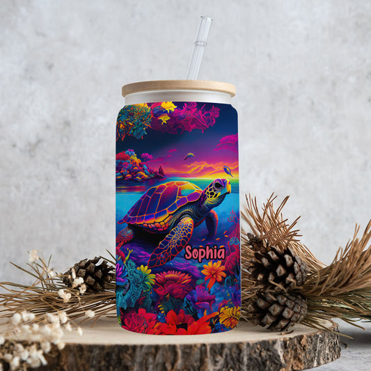 Salty Lil' Beach - Verre à canette personnalisé en forme de tortue