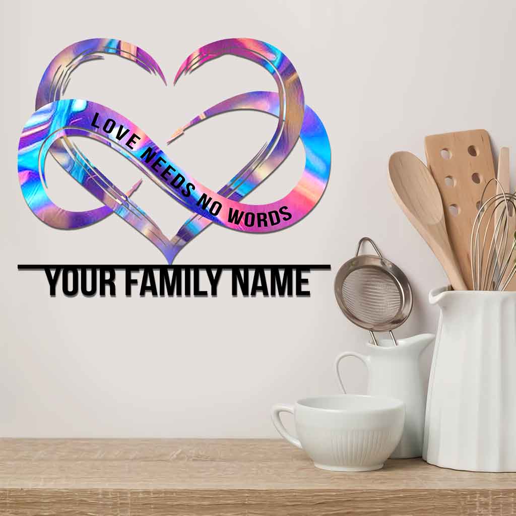 L'amour n'a pas besoin de mots - Panneau en métal découpé personnalisé pour la sensibilisation à l'autisme