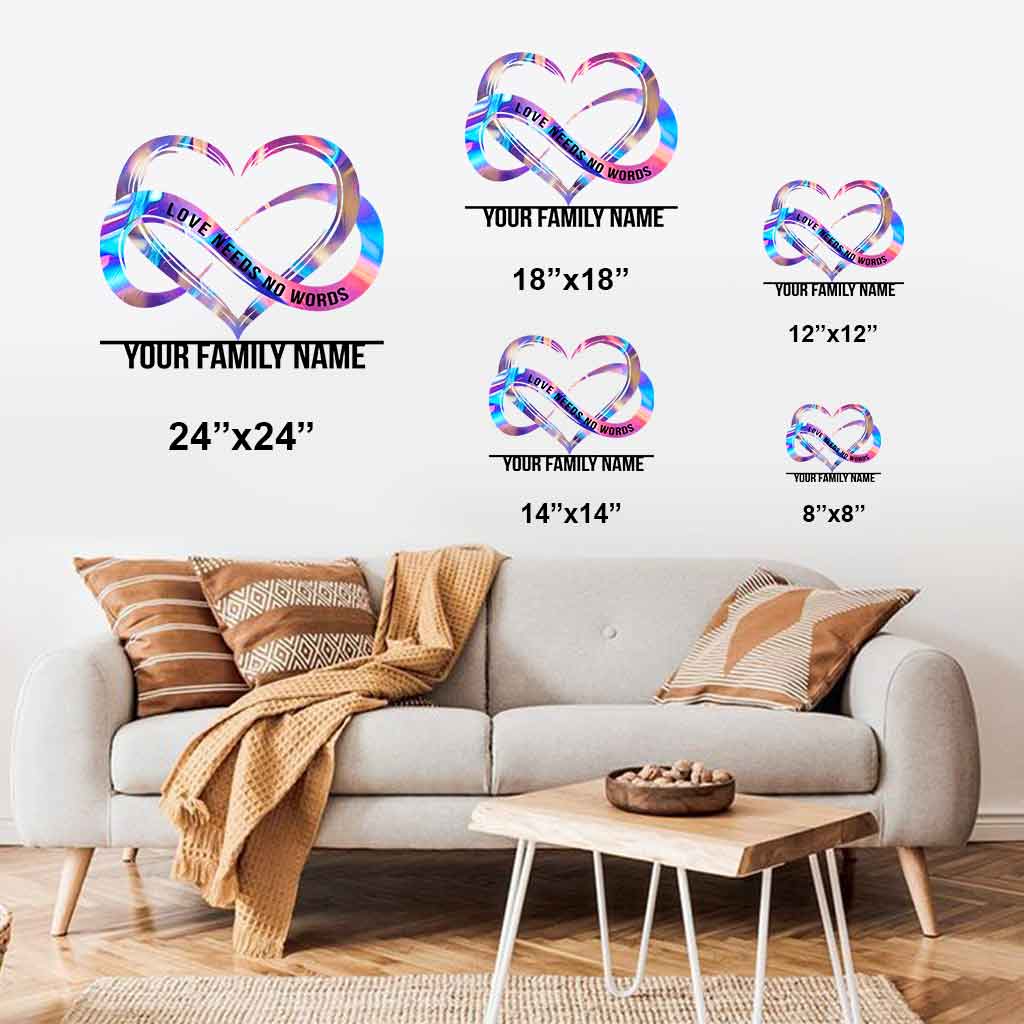 L'amour n'a pas besoin de mots - Panneau en métal découpé personnalisé pour la sensibilisation à l'autisme