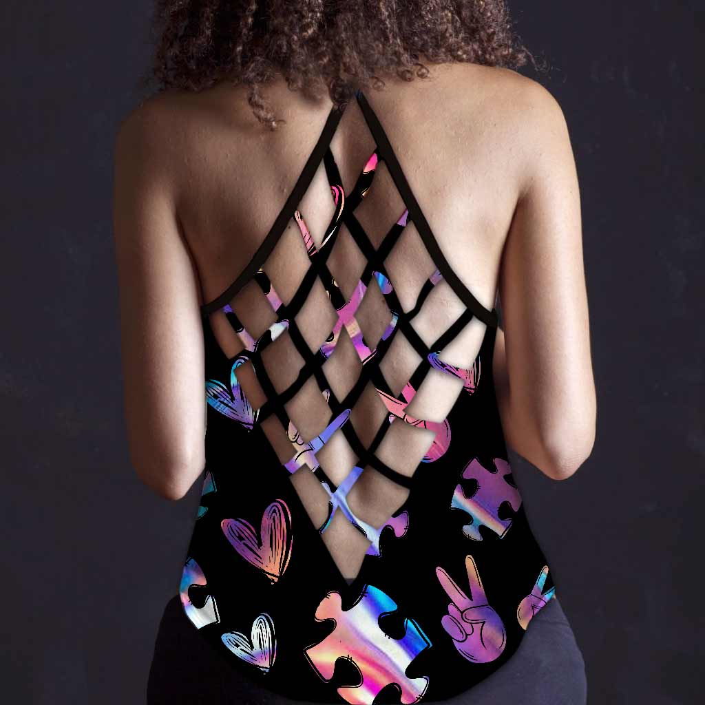 Love Needs No Words - Autism Awareness Cross Tank Top