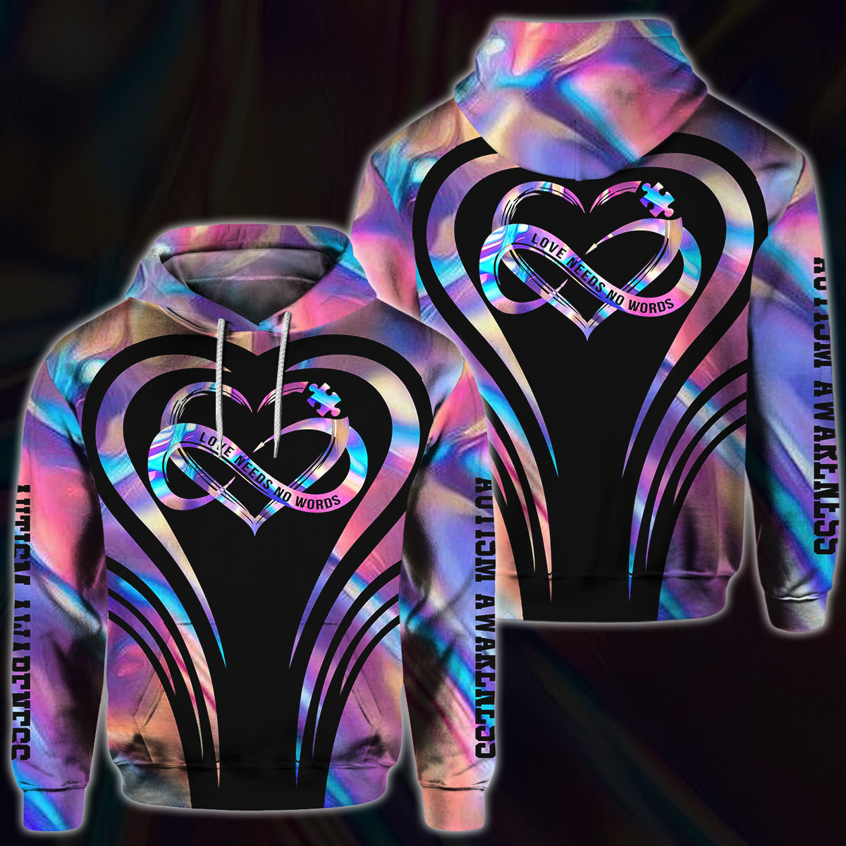 L'amour n'a pas besoin de mots - T-shirt et sweat à capuche de sensibilisation à l'autisme