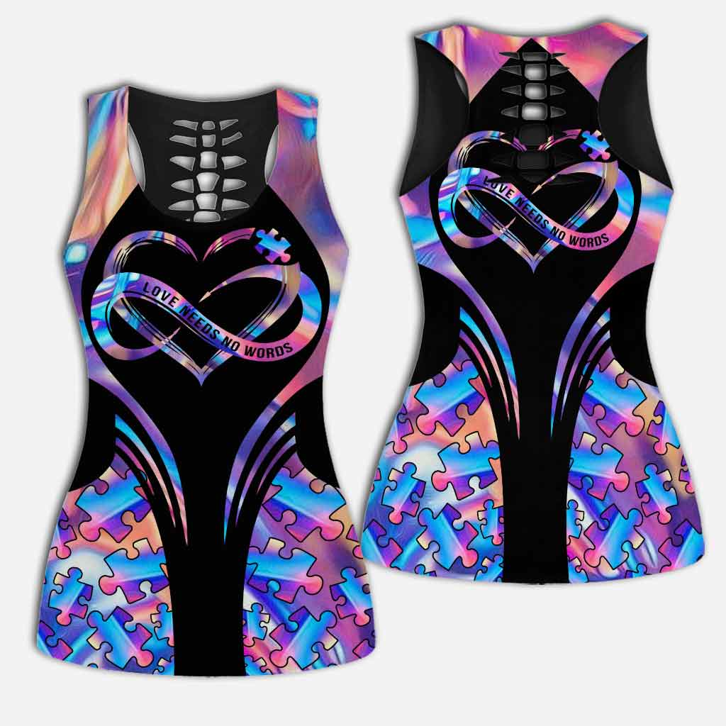 L'amour n'a pas besoin de mots - Leggings et débardeur ajouré pour la sensibilisation à l'autisme