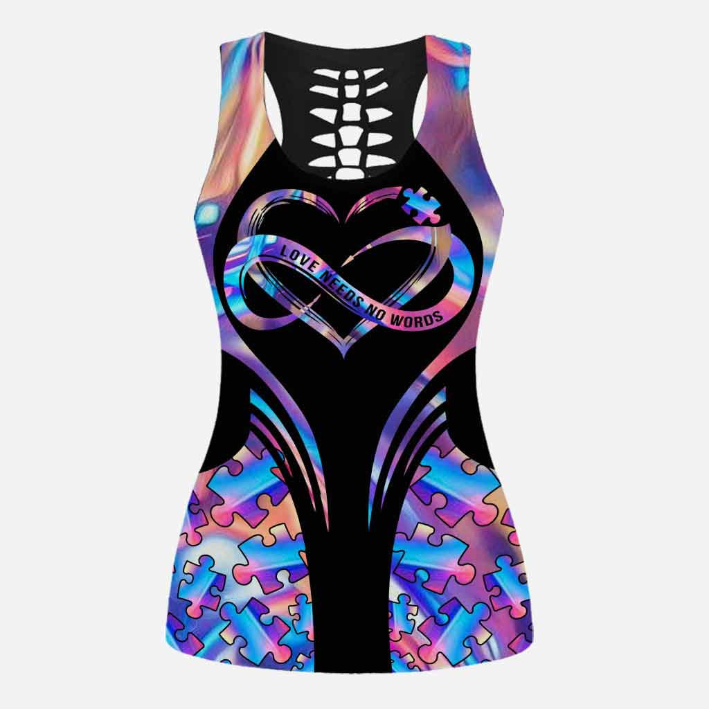 L'amour n'a pas besoin de mots - Leggings et débardeur ajouré pour la sensibilisation à l'autisme