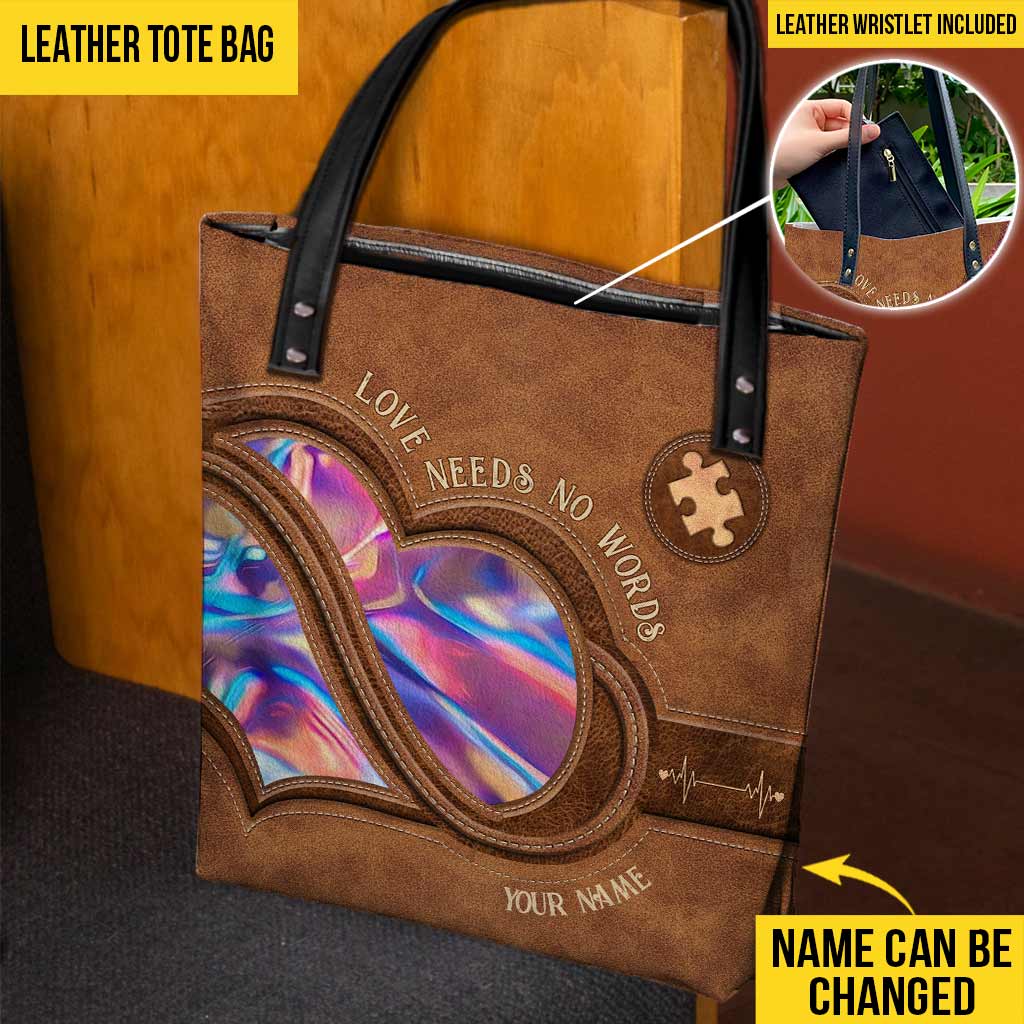 L'amour n'a pas besoin de mots - Sac fourre-tout personnalisé pour la sensibilisation à l'autisme