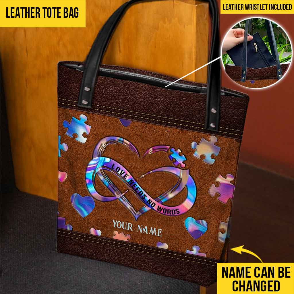 L'amour n'a pas besoin de mots - Sac fourre-tout personnalisé pour la sensibilisation à l'autisme