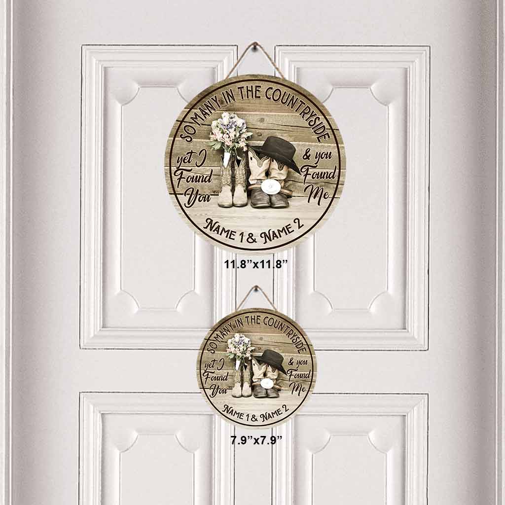 Tant de chevaux à la campagne - Panneau rond en bois personnalisé « Cheval »