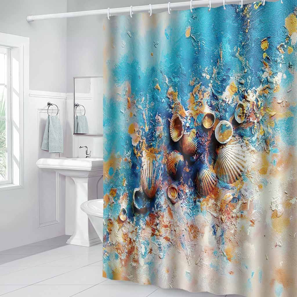 Sea Shell - Sea Lover Bathroom Curtain & Mats Set