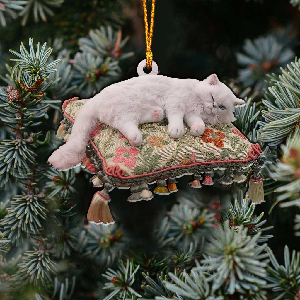 Chaton Joyeux - Décoration de Noël Chat avec Motif 3D Imprimé (Impression recto verso)