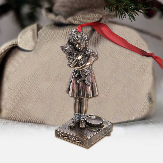 Juste une fille qui aime les chats - Ornement de Noël personnalisé en forme de chat avec impression 3D (Imprimé des deux côtés)