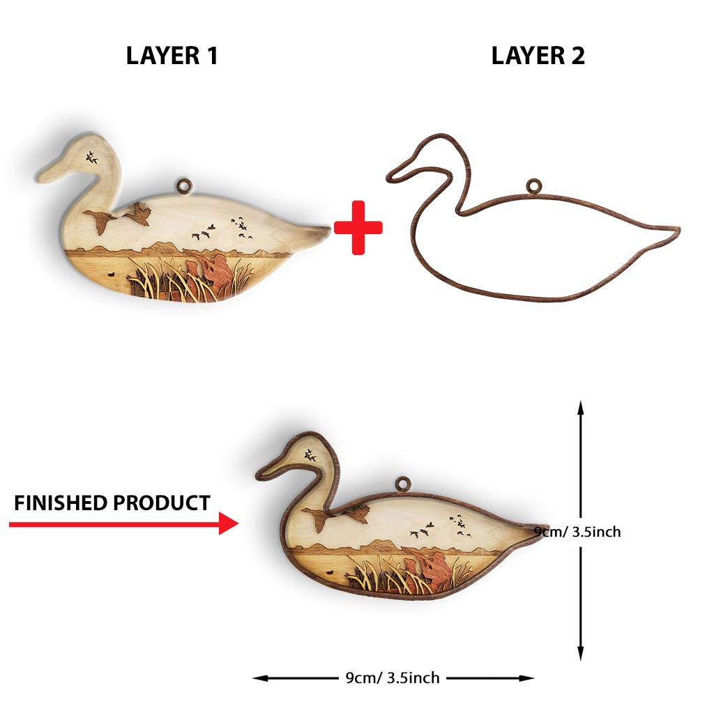 Chasse au canard - Ornement de Noël en bois superposé