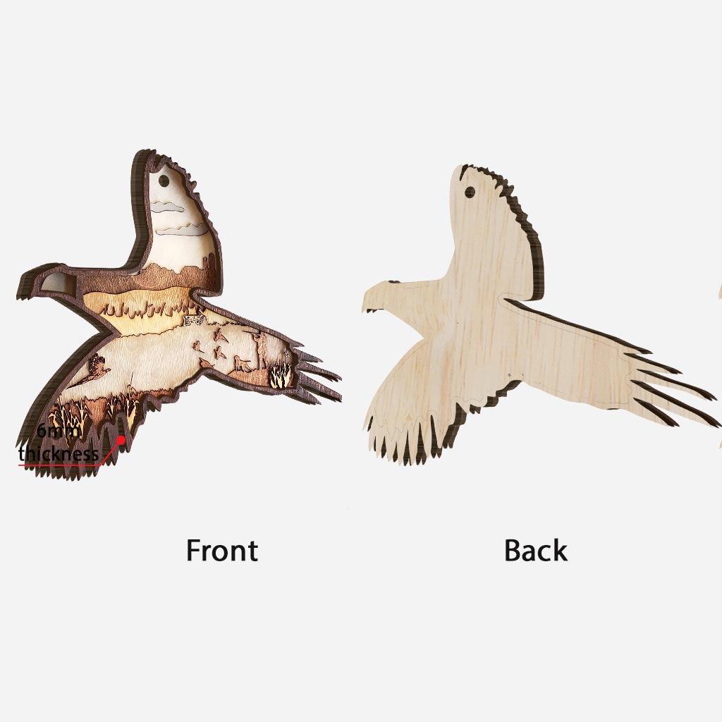 Chasse au faisan - Ornement de Noël en bois à plusieurs couches