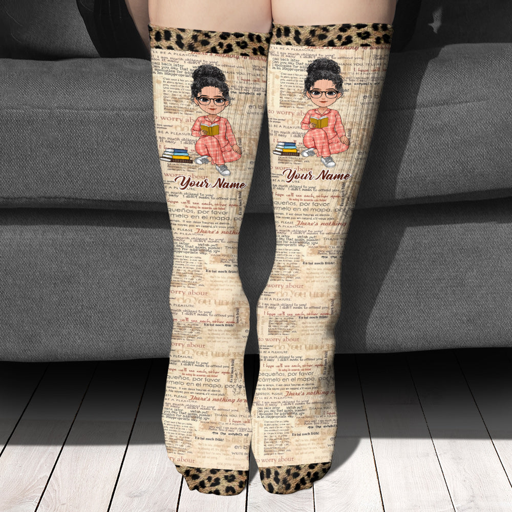 Je lis - Chaussettes personnalisées à motifs de livres
