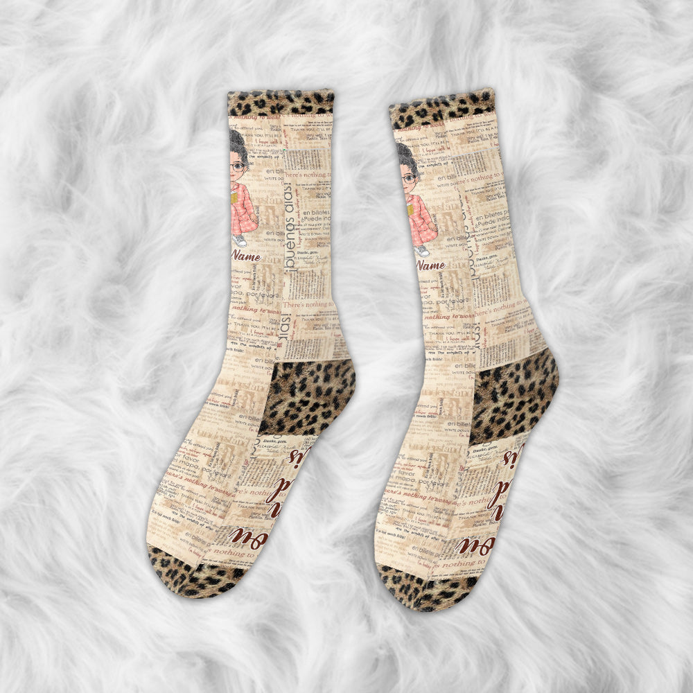 Je lis - Chaussettes personnalisées à motifs de livres