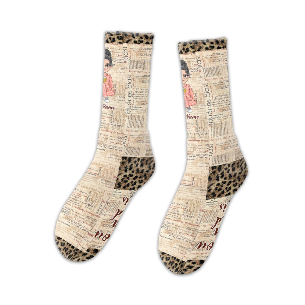 Je lis - Chaussettes personnalisées à motifs de livres
