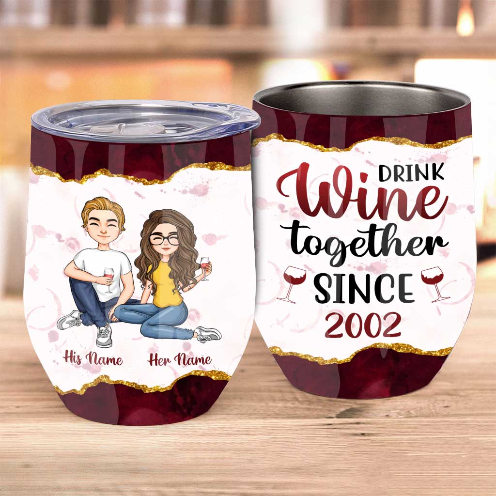 Drink Wine Together - Personalized Couple Wine Tumbler