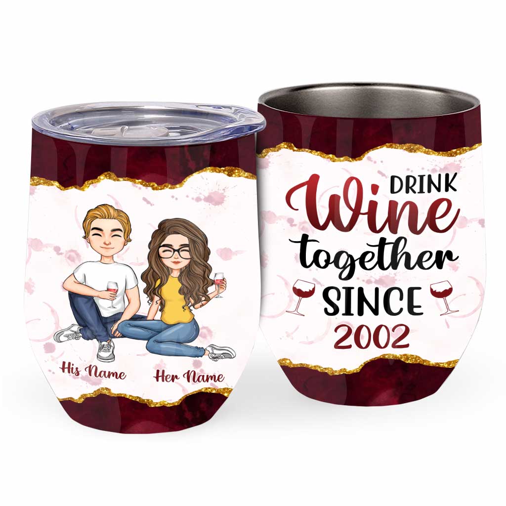 Drink Wine Together - Personalized Couple Wine Tumbler