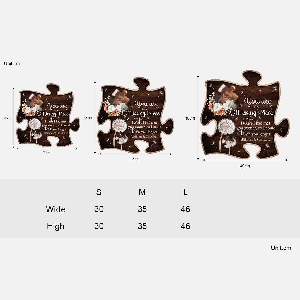 Tu es la pièce manquante de mon puzzle - Panneau en bois personnalisé pour couple