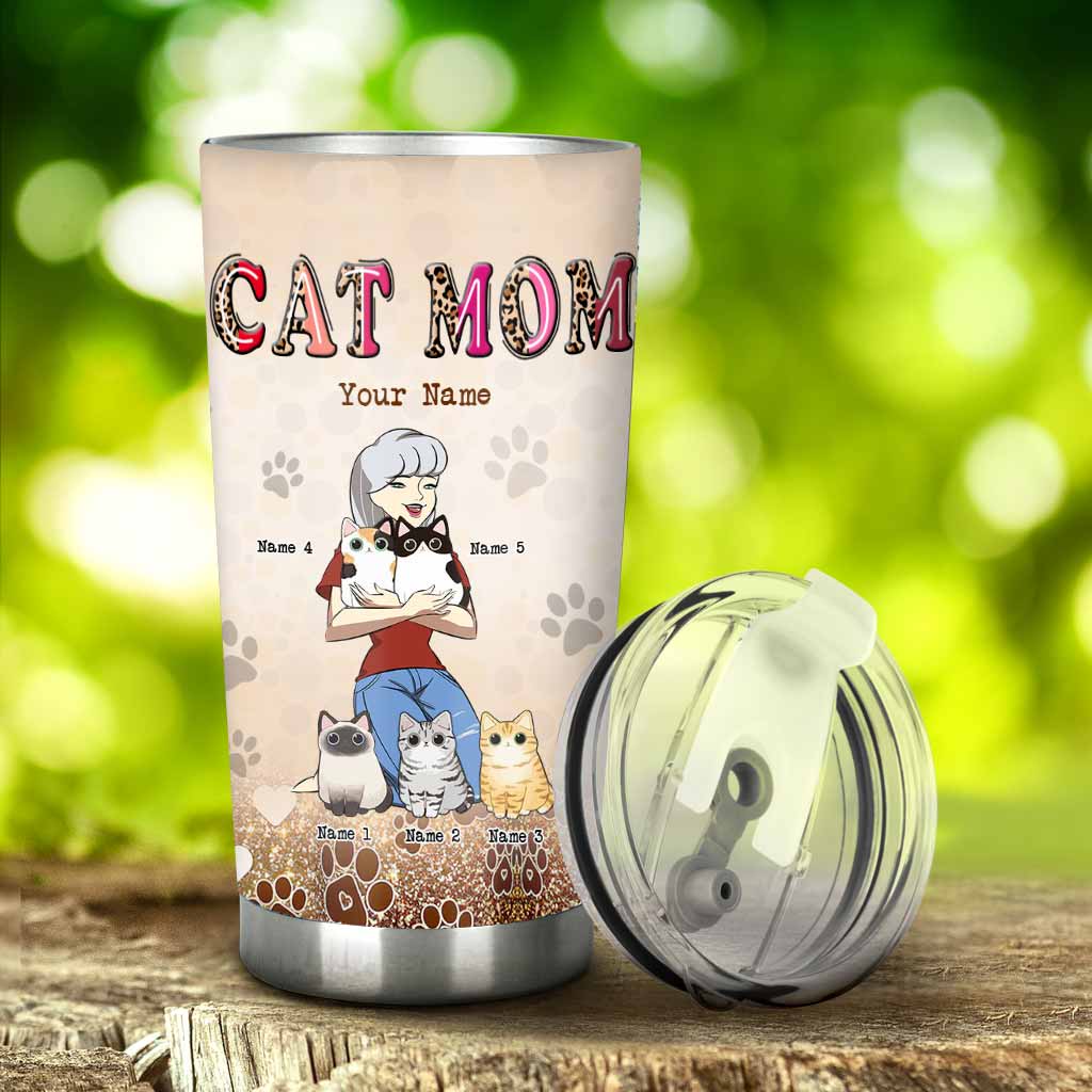 J'étais normal il y a trois chats - Gobelet personnalisé à paillettes dorées -