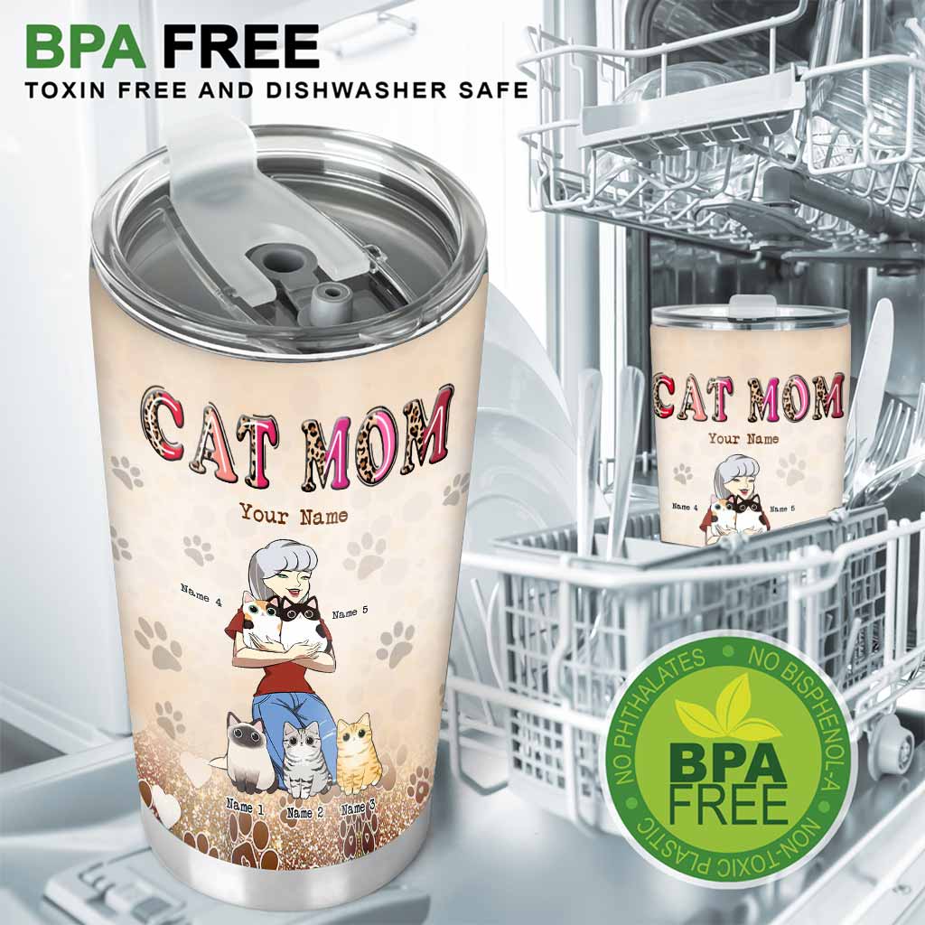 J'étais normal il y a trois chats - Gobelet personnalisé à paillettes dorées -