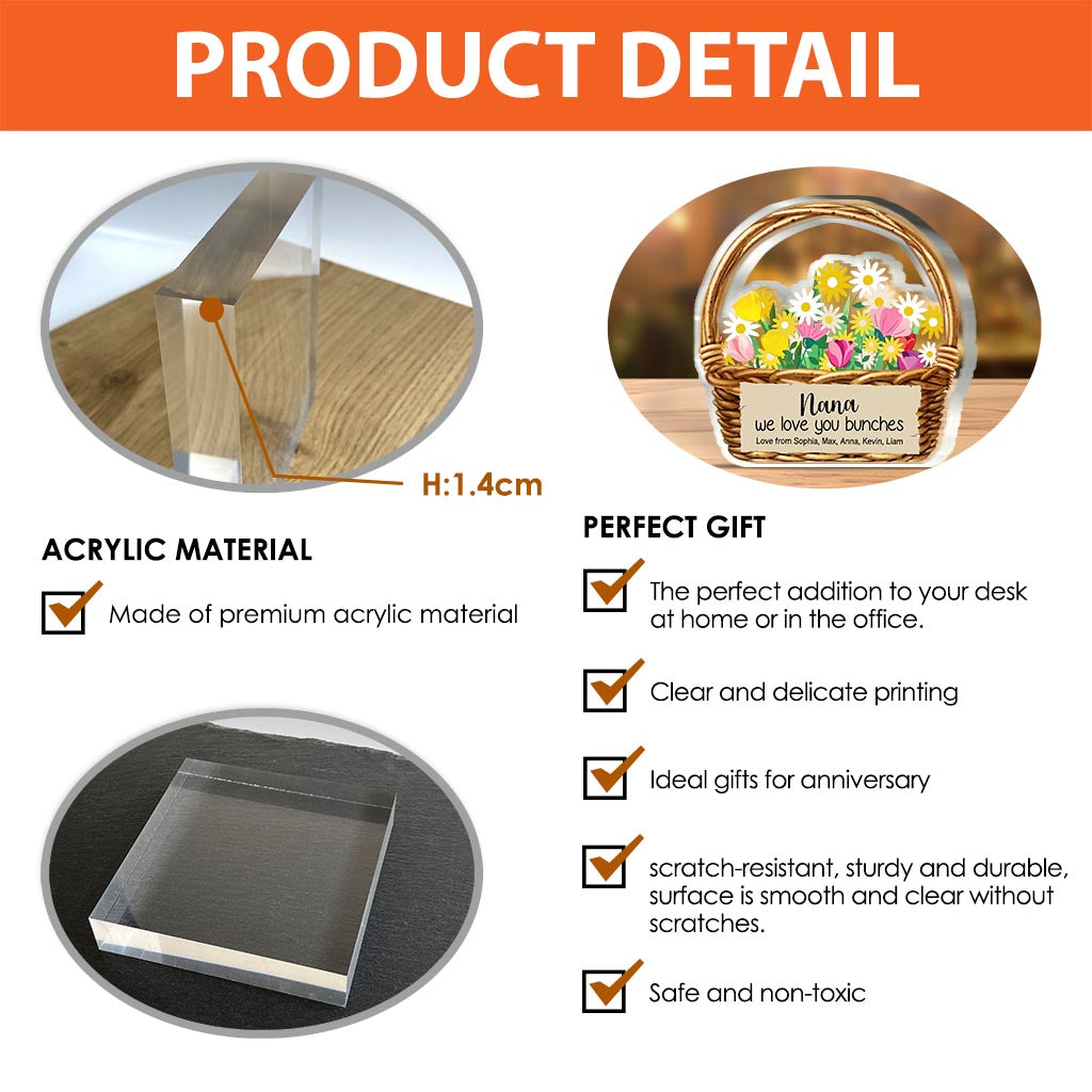 Nana, on t'aime ! – Plaque acrylique personnalisée pour la fête des mères, grand-mère.