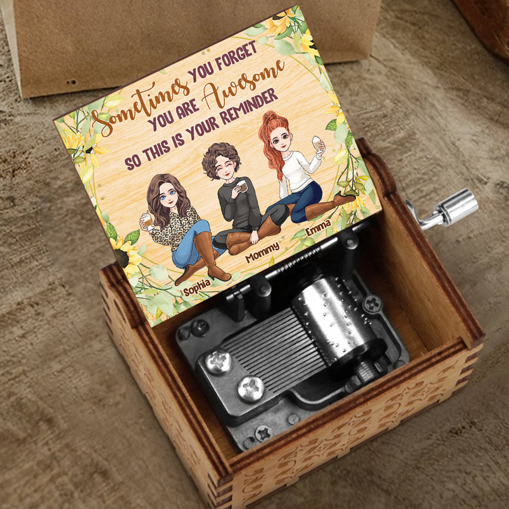 Parfois on oublie - Boîte à musique à manivelle personnalisée pour la fête des mères