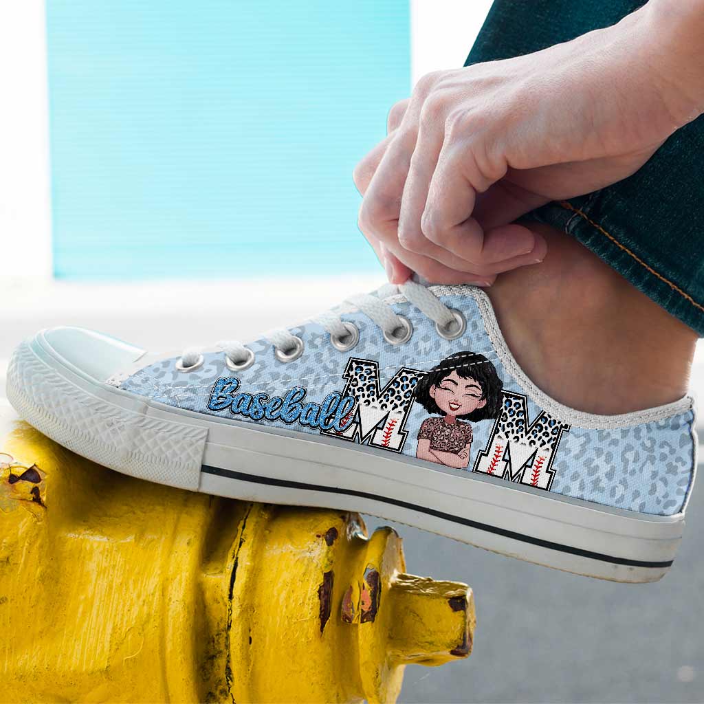 Maman de joueur de baseball - Chaussures de baseball basses personnalisées