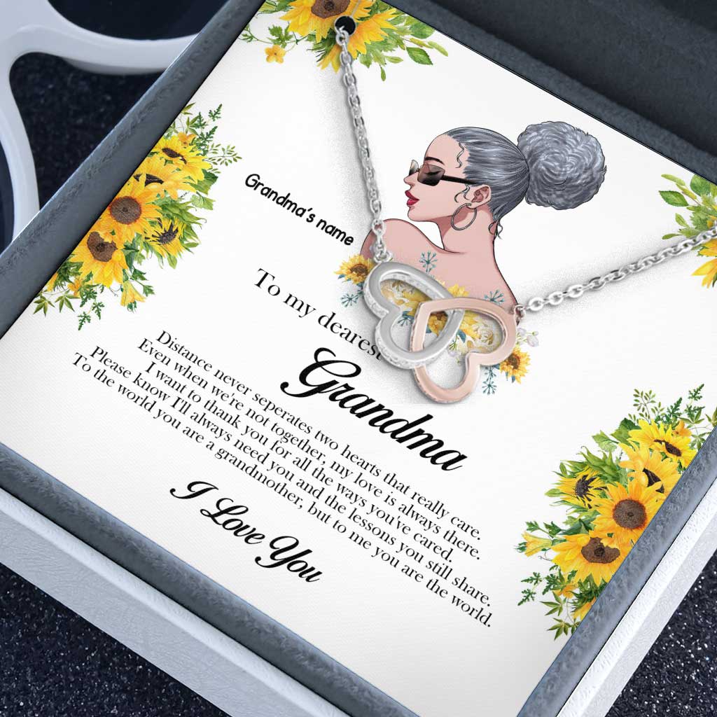 La distance ne sépare jamais deux cœurs qui s'aiment vraiment - Collier personnalisé pour la fête des mères et la grand-mère - Deux cœurs