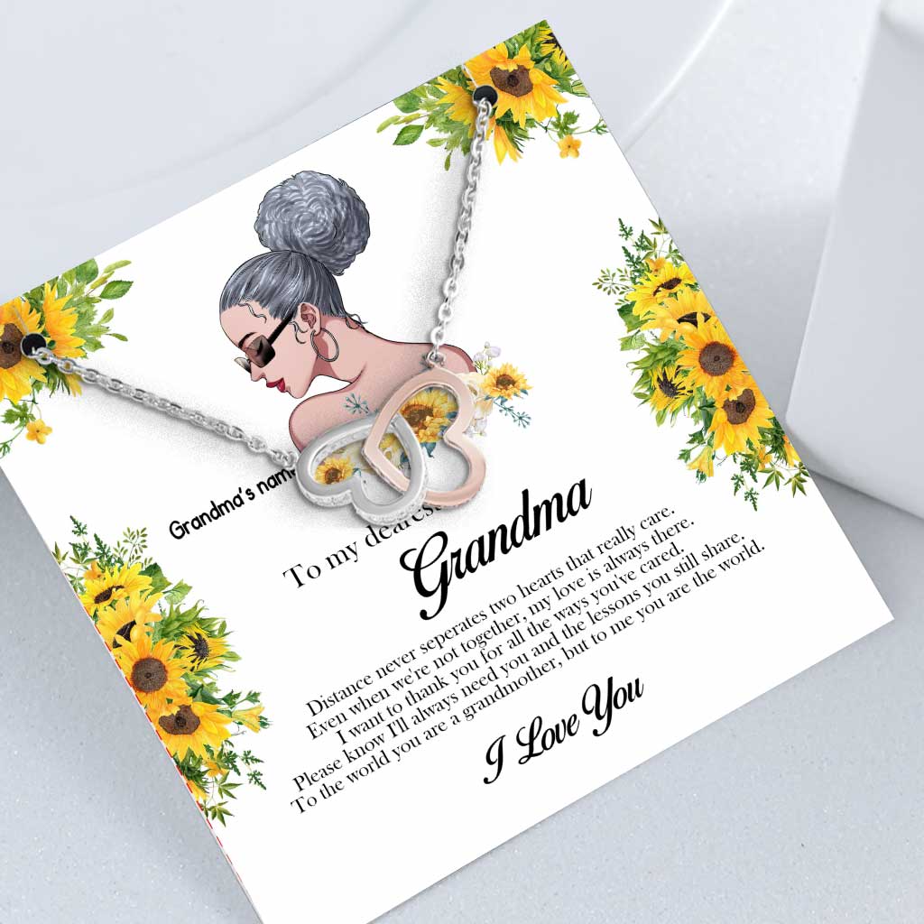 La distance ne sépare jamais deux cœurs qui s'aiment vraiment - Collier personnalisé pour la fête des mères et la grand-mère - Deux cœurs