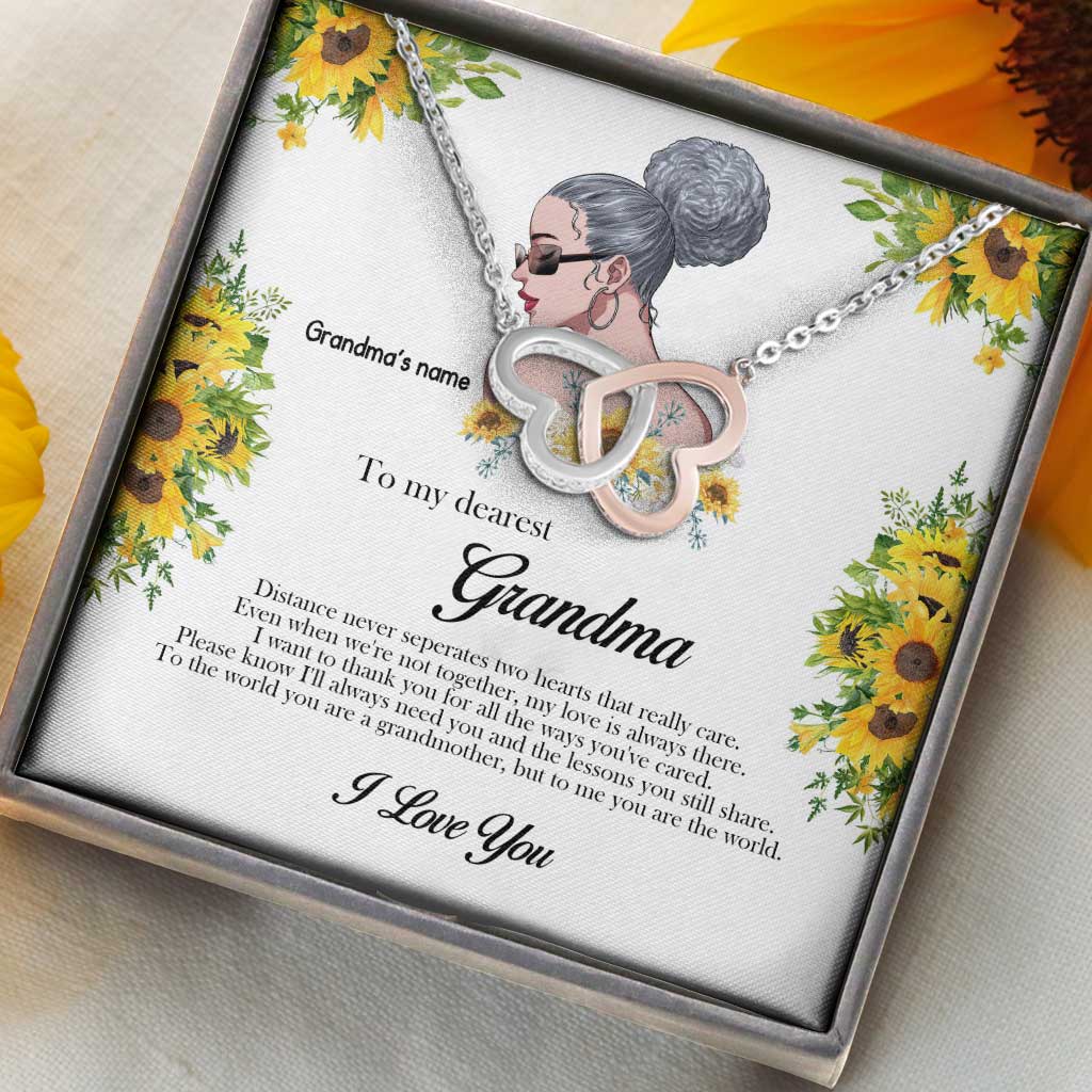 La distance ne sépare jamais deux cœurs qui s'aiment vraiment - Collier personnalisé pour la fête des mères et la grand-mère - Deux cœurs