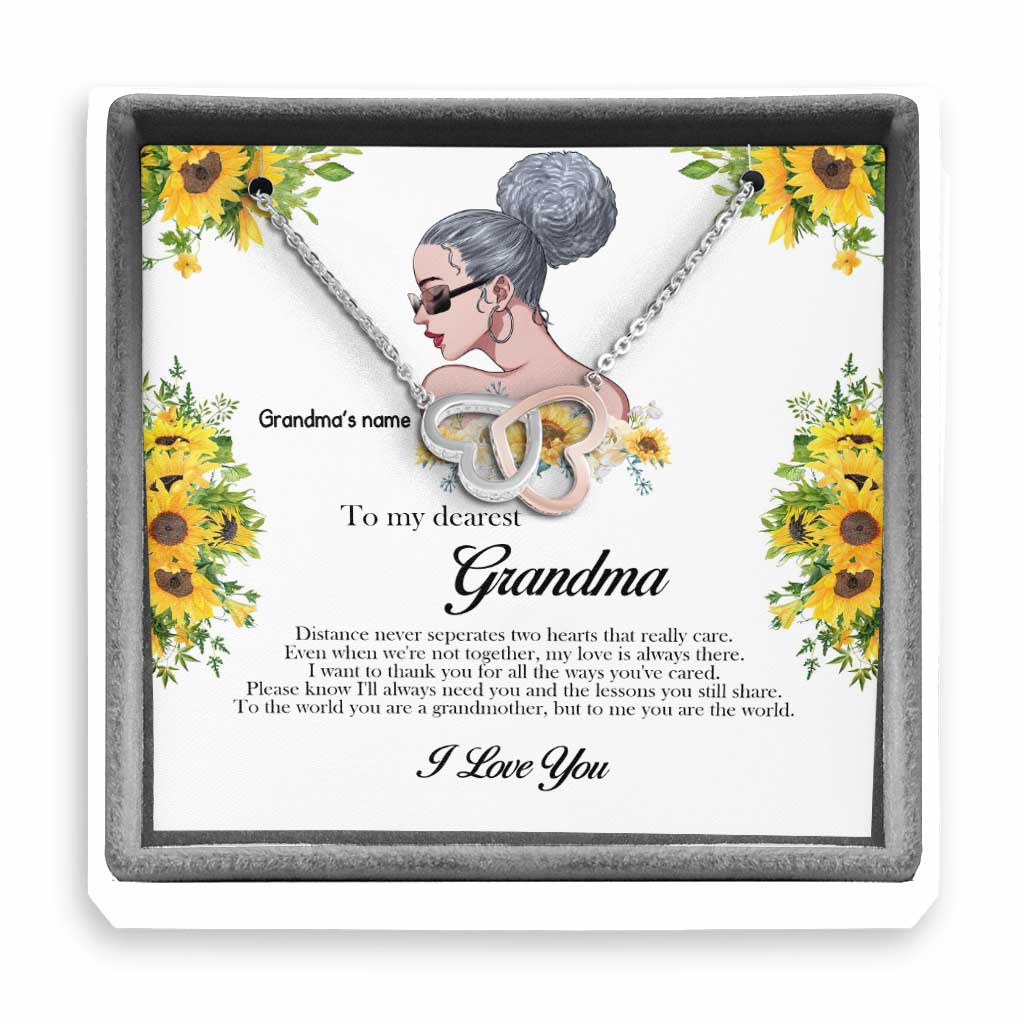 La distance ne sépare jamais deux cœurs qui s'aiment vraiment - Collier personnalisé pour la fête des mères et la grand-mère - Deux cœurs