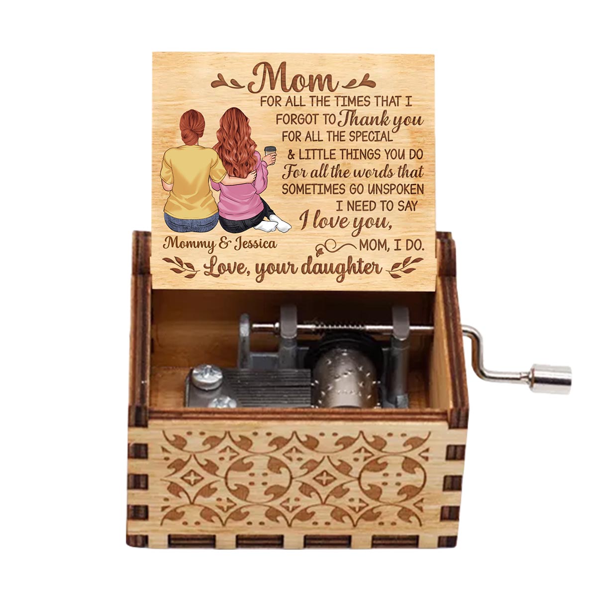 To My Dear Mom - Gift for daughter, mom - Personalized Hand Crank Music Box