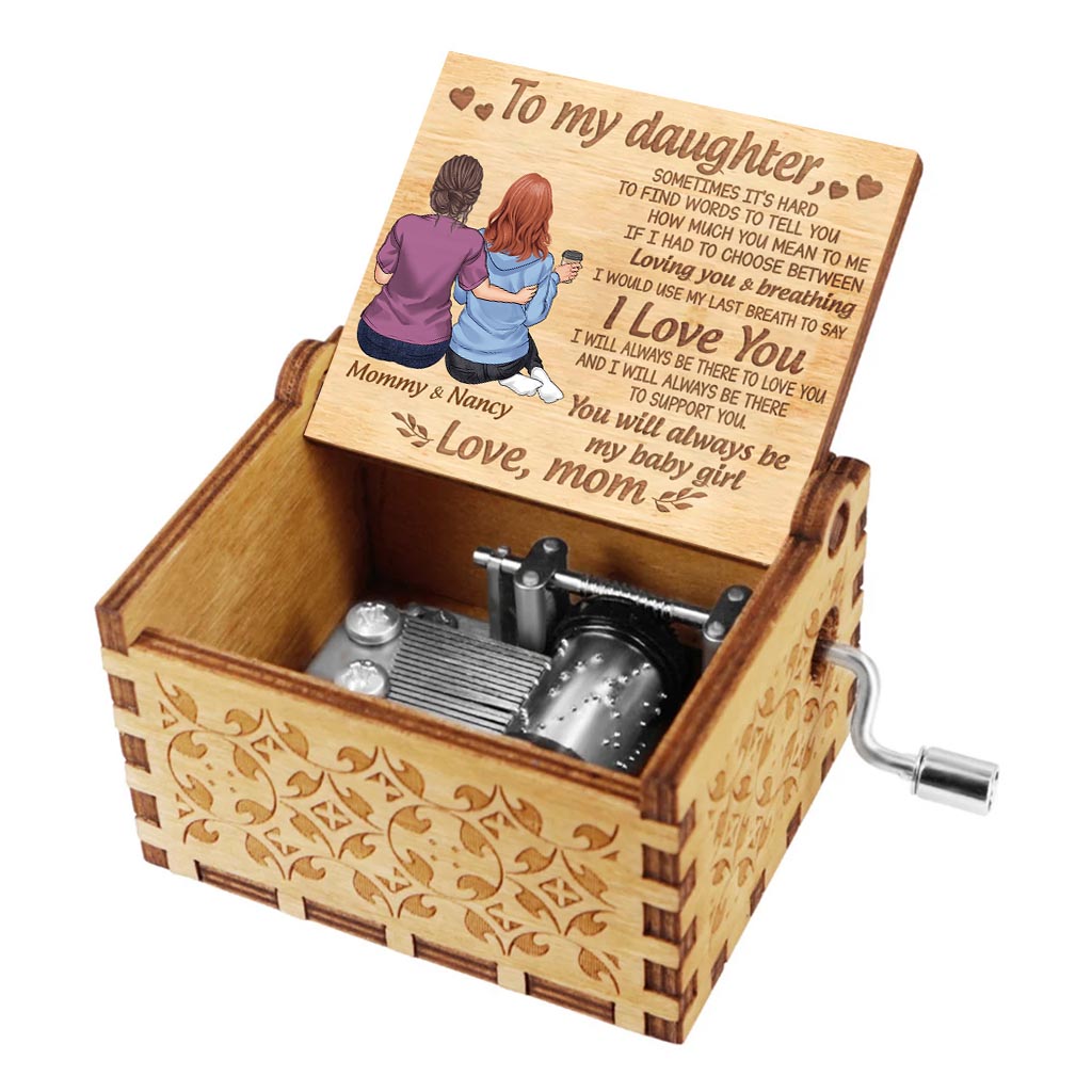 À ma fille - Boîte à musique à manivelle personnalisée pour la fête des mères