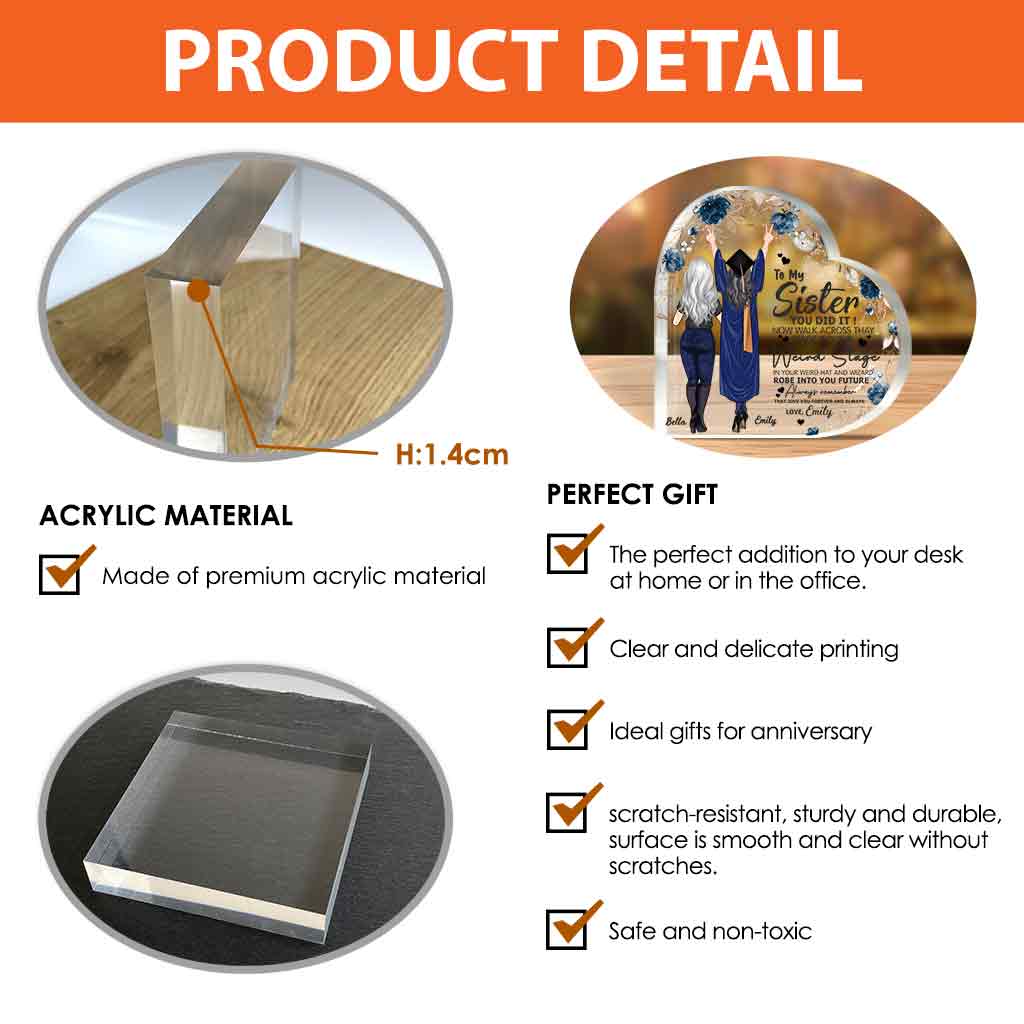 You Did It - Graduation gift for daughter, sister - Personalized Custom Shaped Acrylic Plaque