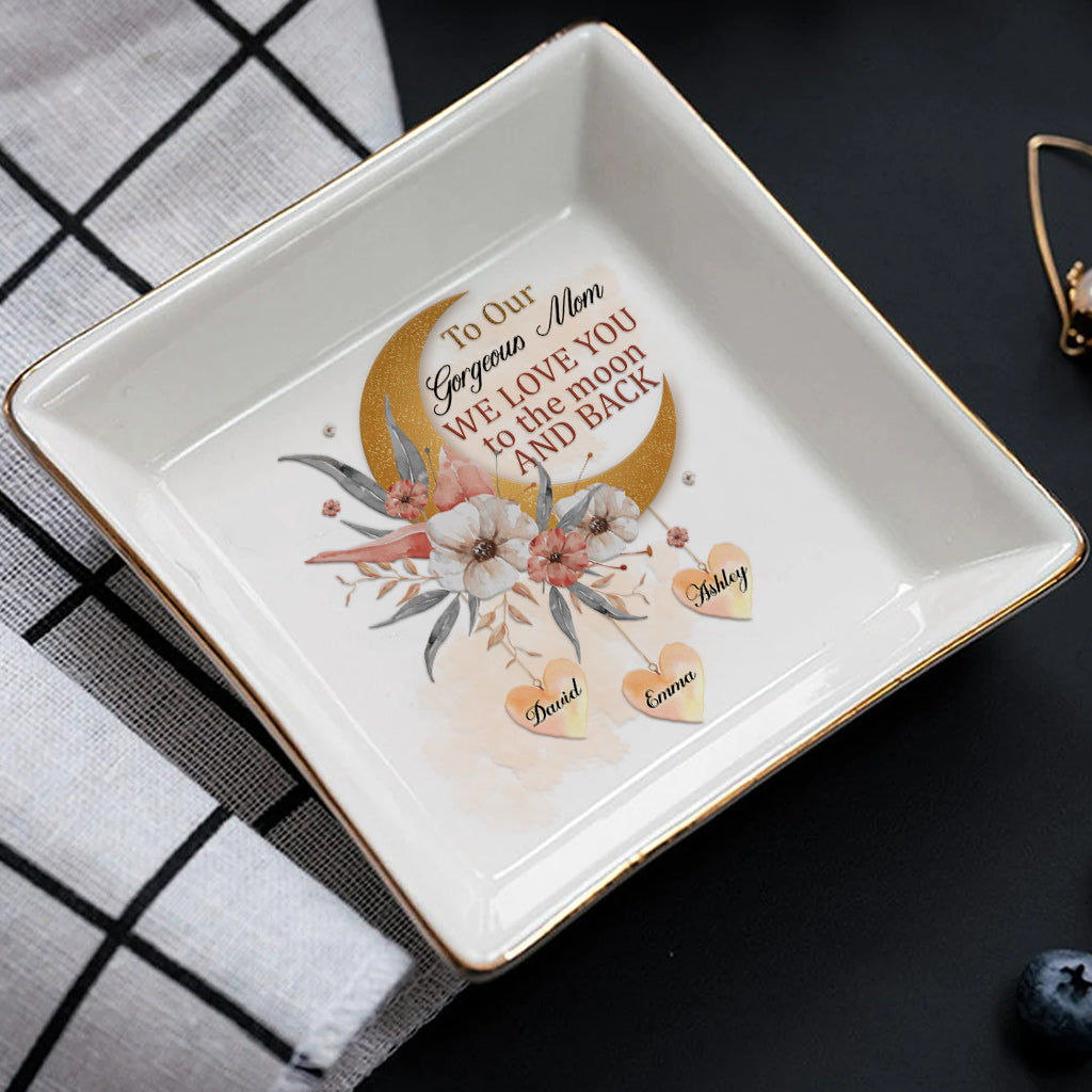 I Love You To The Moon - Personalized Mother's Day Mother Jewelry Dish