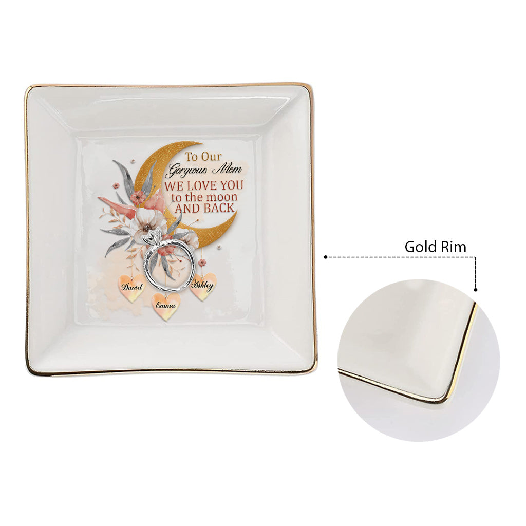 I Love You To The Moon - Personalized Mother's Day Mother Jewelry Dish