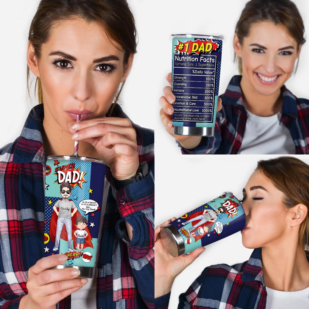 Super Dad Super Hero - Personalized Father's Day Father Tumbler