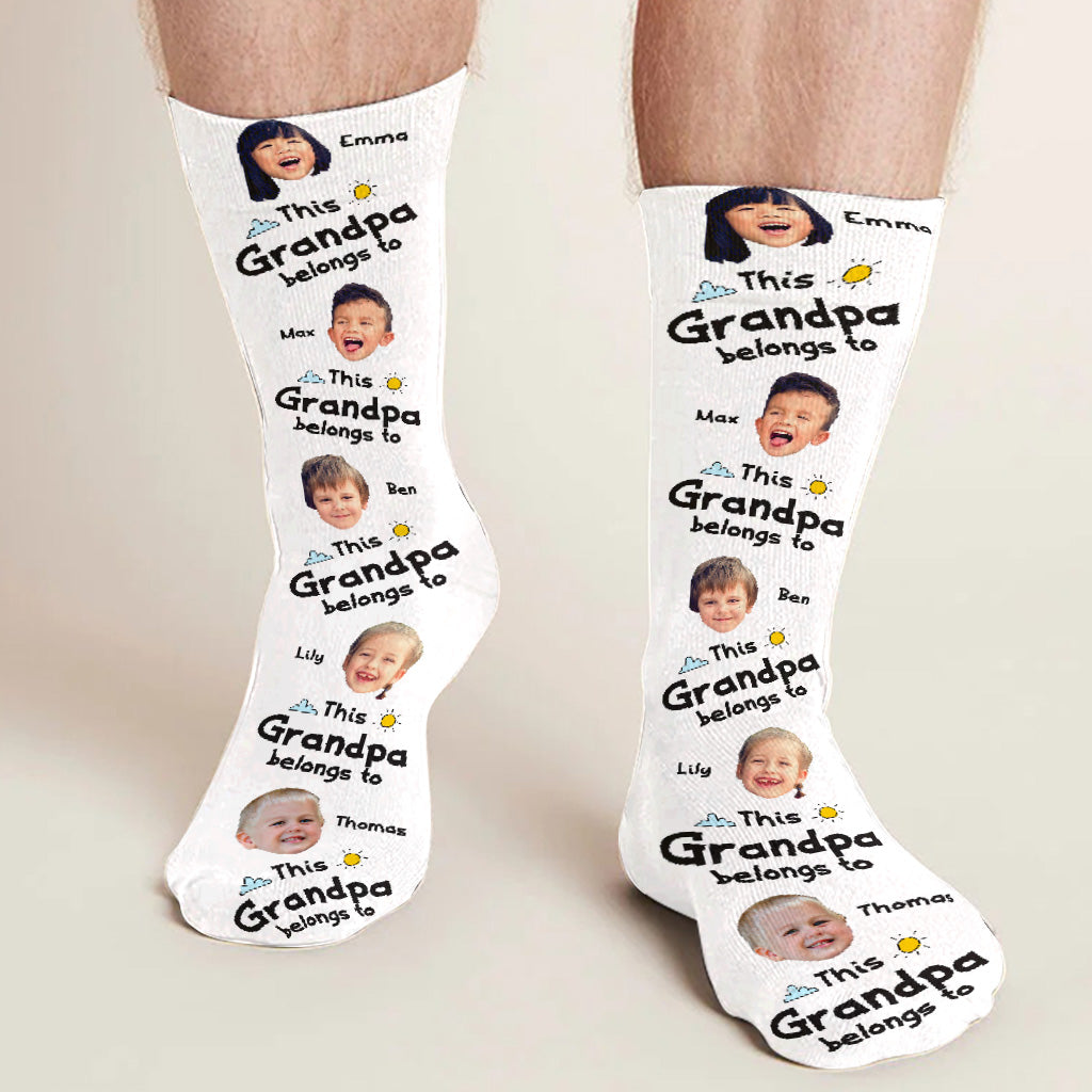 Ce papa appartient à - Cadeau pour papa, grand-père, maman, oncle, tante, grand-mère - Chaussettes personnalisées
